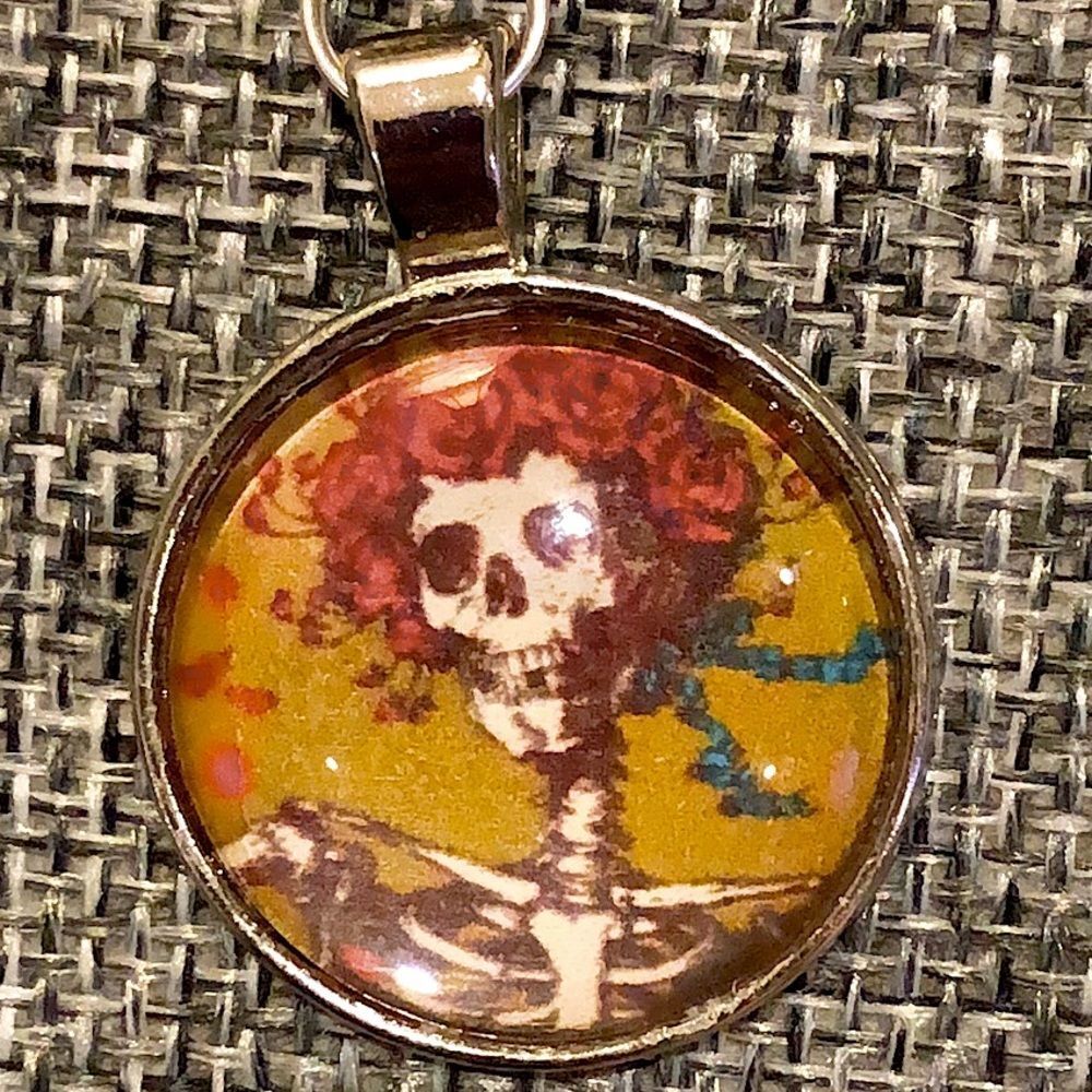 GRATEFUL DEAD BERTHA Rose Skeleton Keychain | Custom Made 1” Glass Cabochon